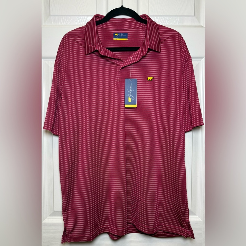 Men's Polo Shirt - Striped Magenta